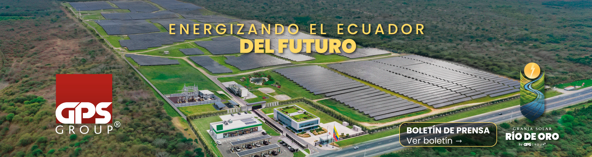 Vista aérea de la planta solar Río de Oro Energy en Santa Elena, Ecuador